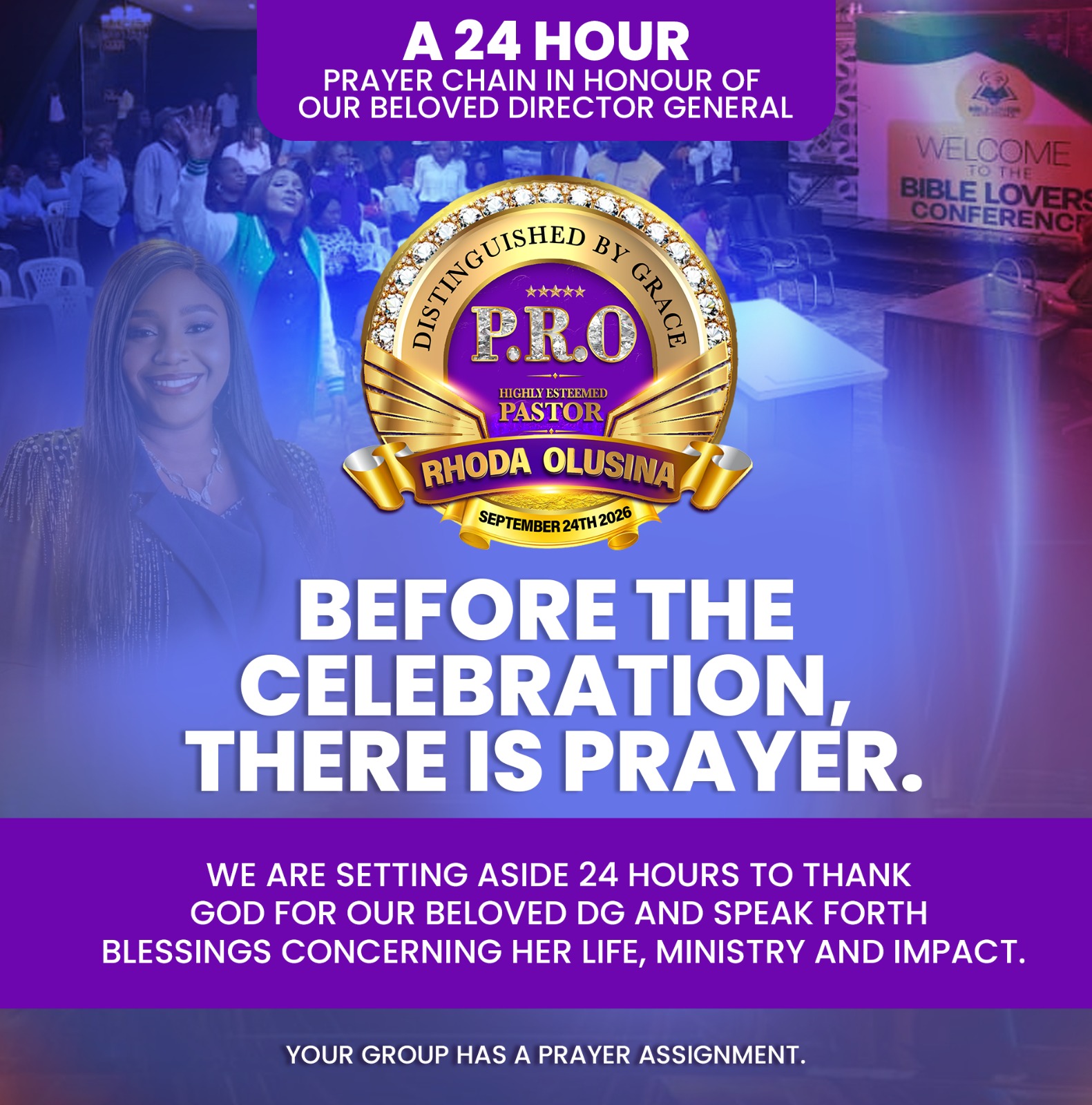 Birthday prayer-chain artwork for Pastor Rhoda Olushina